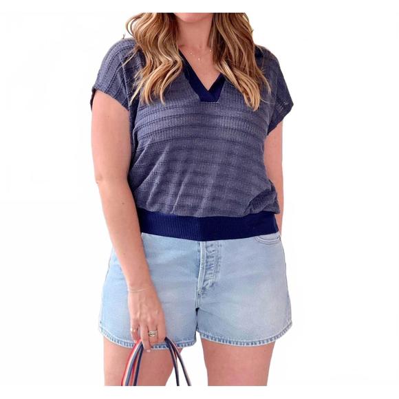NEW PROJECT SOCIAL T saal short sleeve top in midnight navy - Picture 1 of 3